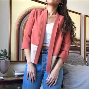Colorblock bright quarter sleeve blazer jacket small